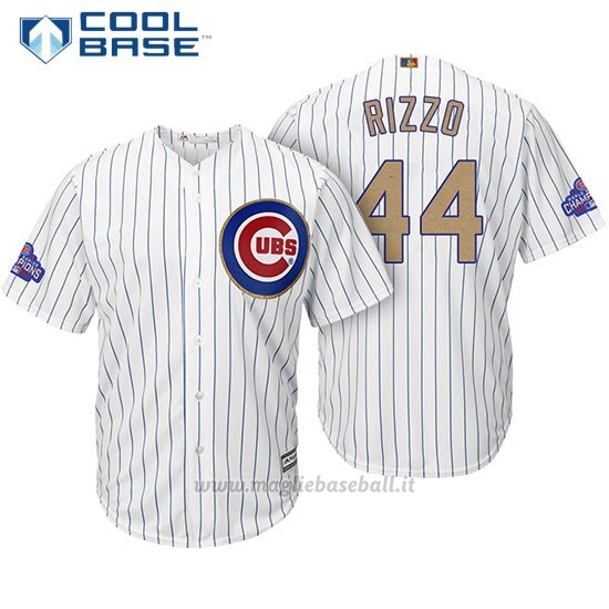 Maglia Baseball Uomo Chicago Cubs 44 Anthony Rizzo Bianco Or Program Cool Base